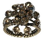 image for ring Magic Fireball beige crystal golden shadow antique silver (big)