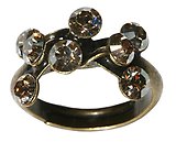 image for ring Magic Fireball beige crystal golden shadow antique silver (small)