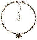 image for necklace Magic Fireball green khaki antique silver (1 flower in the centre; chain with tutui neckline)