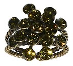 image for ring Magic Fireball green khaki antique silver (big)