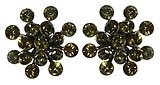 image for earring stud Magic Fireball green khaki antique silver (big)
