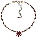 image for necklace Magic Fireball red siam antique silver (1 flower in the centre; chain with tutui neckline)