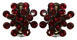 image for earring clip Magic Fireball red siam antique silver