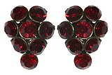 image for earring stud Magic Fireball red siam antique silver (small)