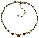 image for necklace Rivoli beige crystal golden shadow antique silver (different crystal golden shadow stones along half the chain neckline)