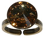 image for ring Rivoli beige crystal golden shadow antique silver (14 mm)