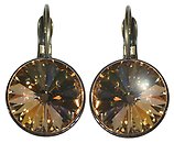 image for earring eurowire Rivoli beige crystal golden shadow antique silver (14 mm)