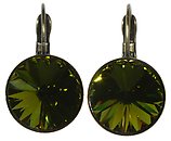 image for earring eurowire Rivoli green olivine antique silver (14 mm)
