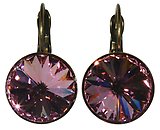 image for earring eurowire Rivoli pink light rose antique silver (14 mm)