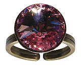 image for ring Rivoli pink light rose antique silver (14 mm)
