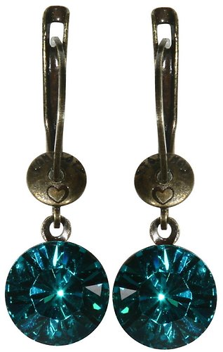 image for earring dangling Black Jack green blue zircon SS 39 glue setting