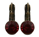 image for earring eurowire Black Jack red siam SS 29 antique brass (glue setting)