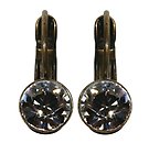 image for earring eurowire Black Jack white crystal SS 29 antique brass (glue setting)