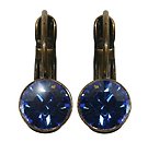 image for earring eurowire Black Jack blue sapphire SS 29 antique brass (glue setting)