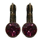 image for earring eurowire Black Jack dark rose fuchsia SS 29 antique brass (glue setting)