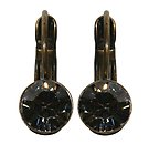 image for earring eurowire Black Jack grey black diamond SS 29 antique brass (glue setting)
