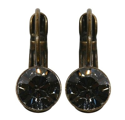image for earring eurowire Black Jack grey black diamond SS 29 glue setting