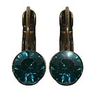image for earring eurowire Black Jack green blue zircon SS 29 antique brass (glue setting)