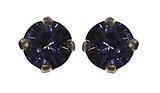 image for earring stud Black Jack blue dark indigo SS 29 antique brass (crank)