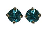 image for earring stud Black Jack green blue zircon SS 29 antique brass