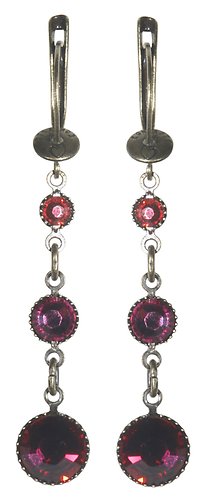 image for earring dangling Waterfalls coralline/dark rose   SS 12: padparadscha; SS 20: ruby & SS 34: indian pink