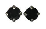 image for earring stud Black Jack black jet SS 29 antique brass (crank)