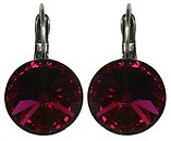 image for earring eurowire Rivoli dark rose fuchsia antique silver (14 mm)