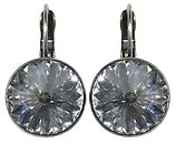 image for earring eurowire Rivoli white crystal antique silver (14mm)