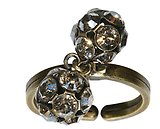 image for ring Disco Balls beige crystal golden shadow PP 32 antique silver (two balls)