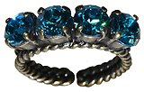image for ring Colour Snake green blue zircon SS 29 antique brass (single row)
