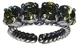 image for ring Colour Snake green khaki SS 29 antique silver (single row)