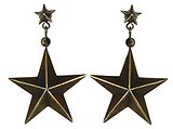 image for earring stud dangling Dancing Star brown antique brass (plain star on top & hang-in)