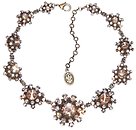 image for necklace collier Oriental Architecture beige antique brass (1 big & 10 medium bended balls with stones along the neckline)
