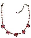image for necklace Bended Lights light red antique brass (5 flowers half along the neckline)