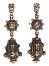 image for earring stud dangling Oriental Architecture beige antique brass (3 oval elements hung-in)