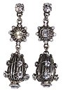 image for earring stud dangling Oriental Architecture white antique silver (flat round & oval element hung-in)