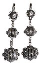 image for earring eurowire dangling Oriental Architecture white antique silver (3 round elements hung-in)