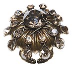 image for ring Oriental Architecture beige antique brass (big; flat round element with crystal golden shadow tutui)