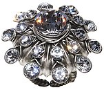 image for ring Oriental Architecture white antique silver (big; flat round element with crystal tutui)