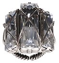 image for ring Oriental Architecture white antique silver (big; bended crystal rectangular stones)