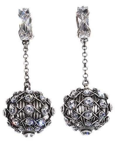 image for earring clip dangling Oriental Architecture white   