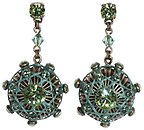 image for earring stud dangling Oriental Architecture green antique brass