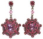 image for earring stud dangling Oriental Architecture pink antique brass