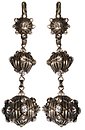 image for earring eurowire dangling Oriental Architecture beige antique brass (3 round elements hung-in)