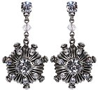 image for earring stud dangling Oriental Architecture white antique silver (flat round element)