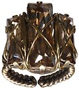 image for ring Oriental Architecture beige antique brass (small; bended crystal golden shadow rectangular stones)