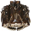 image for ring Oriental Architecture beige antique brass (meduim; bended crystal golden shadow rectangular stone)