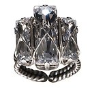 image for ring Oriental Architecture white antique silver (small; bended crystal rectangular stones)