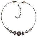 image for necklace Oriental Architecture beige antique brass (small bended balls with stones along half the chain neckline)