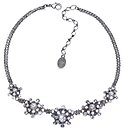 image for necklace Oriental Architecture white antique silver (1 medium & 4 small bended balls with stones along half the chain neckline)
